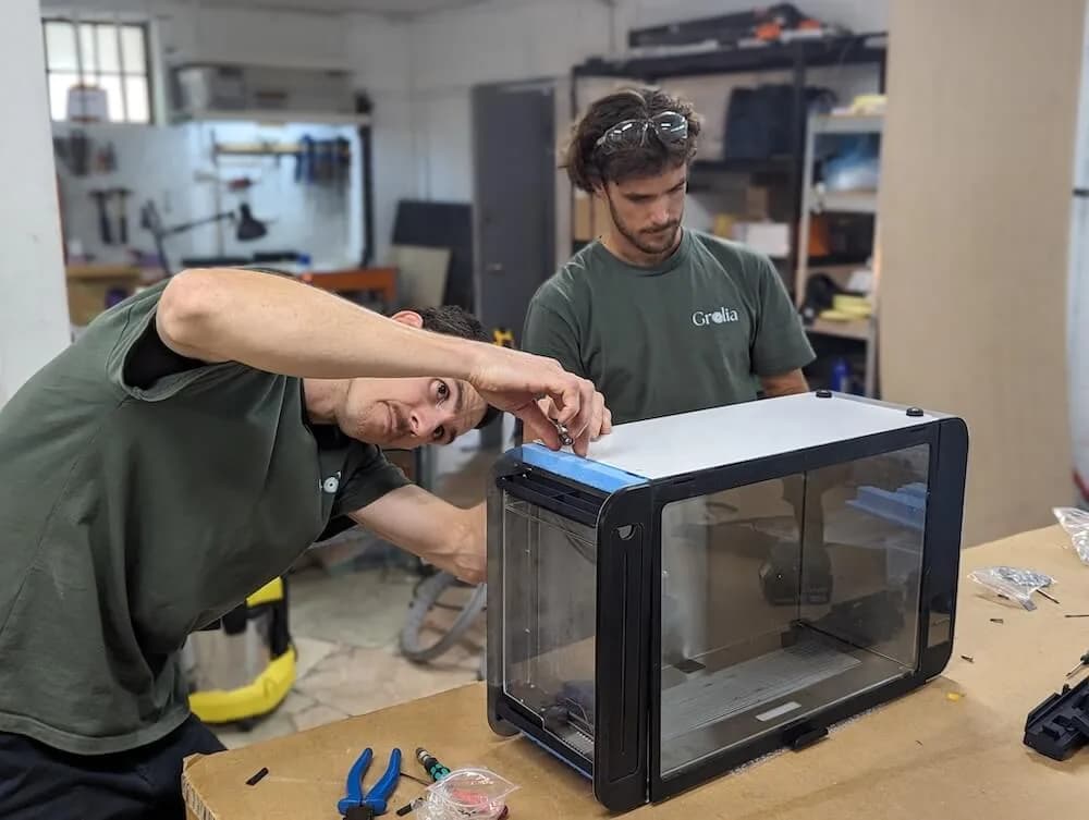 Oli and Ben building Flush units in the Newcastle workshop